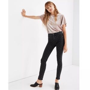 Madewell 10” High Rise Skinny Jeans: Metallic Dot Edition